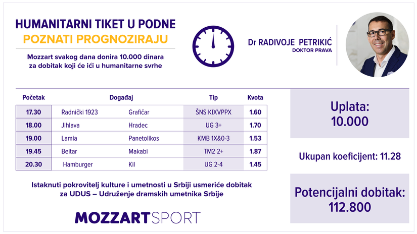 Humanitarni tiket u podne: Dr Radivoje Petrikić tipuje za UDUS